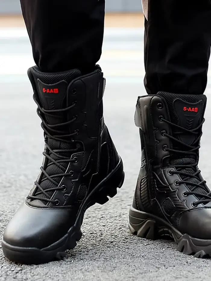 Bottes de moto décontractées en cuir pour hommes