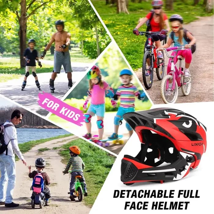 Casque de cyclisme VTT amovible pour enfants – Protection complète du visage pour la skateboard