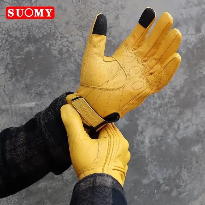 Gants de moto en cuir pour hommes et femmes