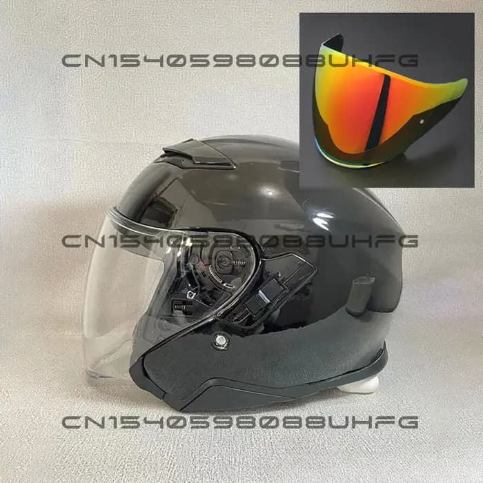 Casque Jet Shoei J-Cruise II Noir Brillant 3/4 Ouvert pour Hommes et Femmes, Double Visière, Rétro, Scooter, Moto, Demi-Casque