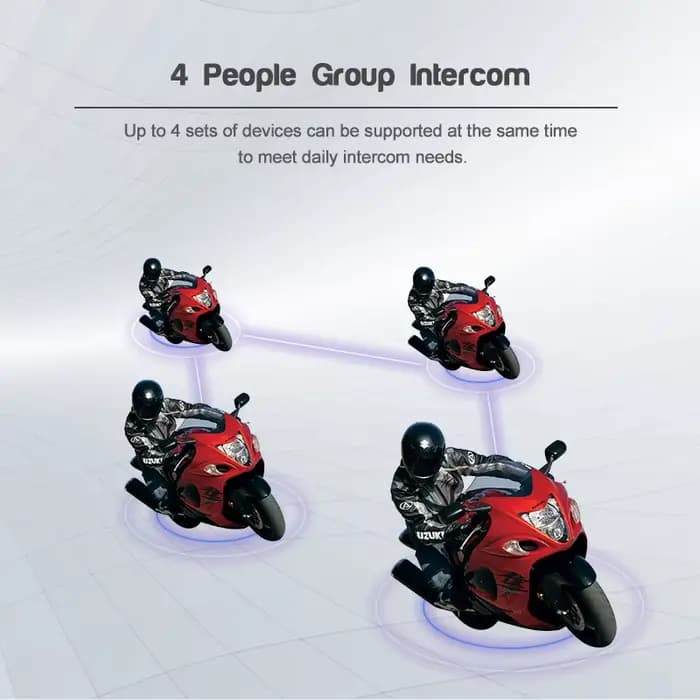 EJEAS V4 Plus casque de moto Bluetooth talkie-walkie 4 coureurs Distance 1500 mètres Full Duplex IP65 étanche
