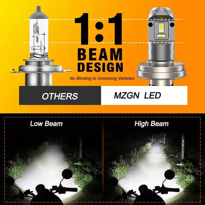 Ampoule de phare LED R2 P45T DC 12V, blanc Super lumineux, faisceau haut et bas, pour phare de moto,