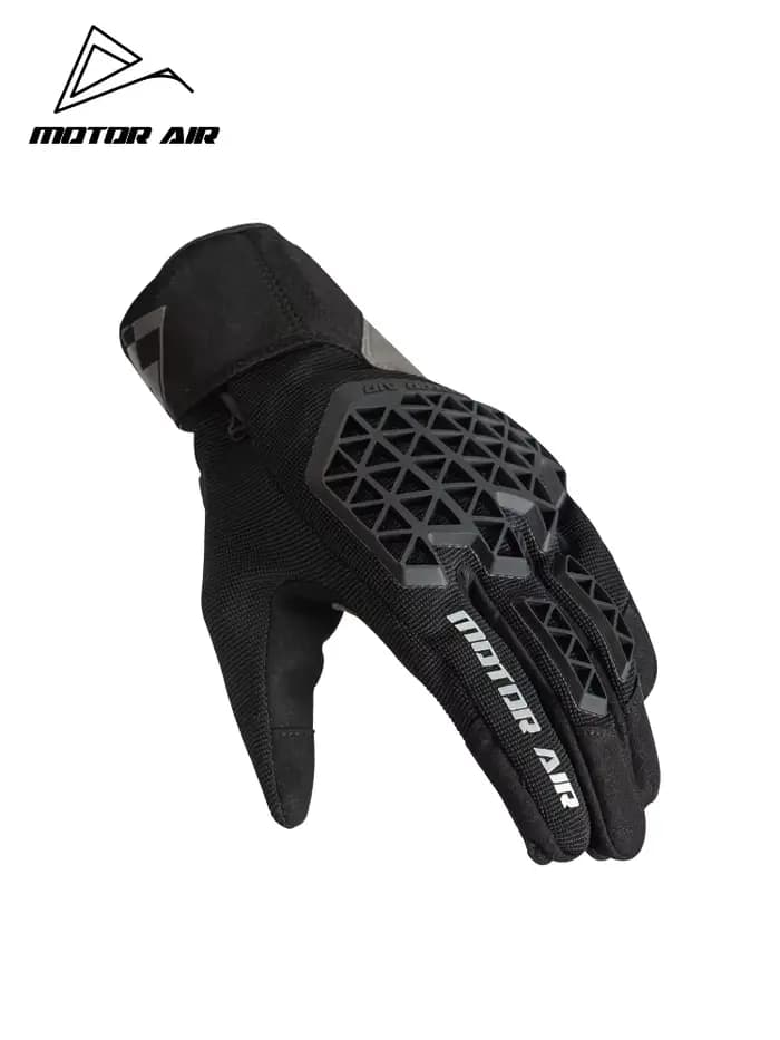 Gants de moto Motor-Air, respirants, en cuir quadrillé, amortissants, antidérapants, résistants à l'