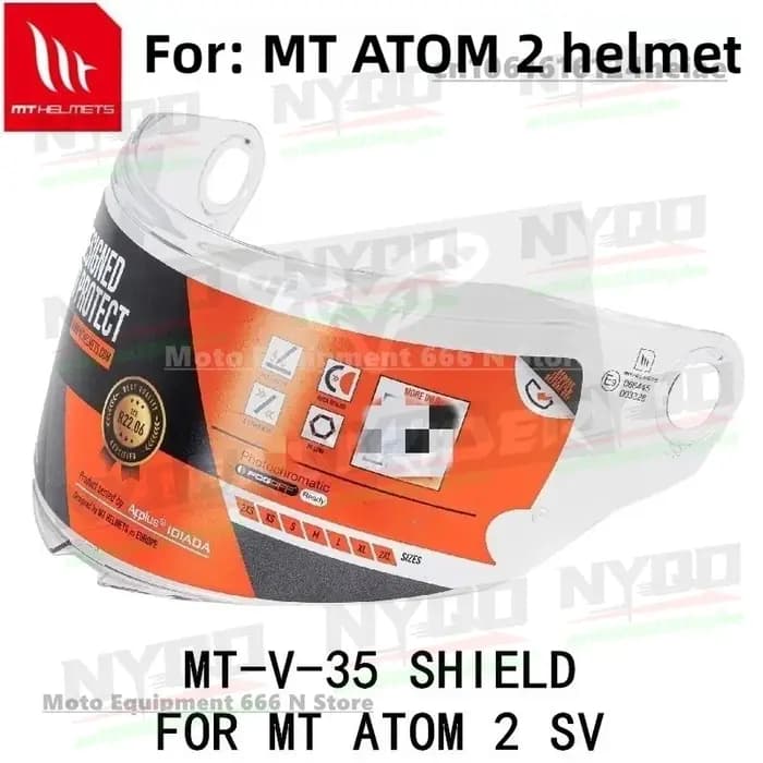 MT ATOM 2 SV lentille de casque Original HD Transparent MT-V-35 rabattable accessoires
