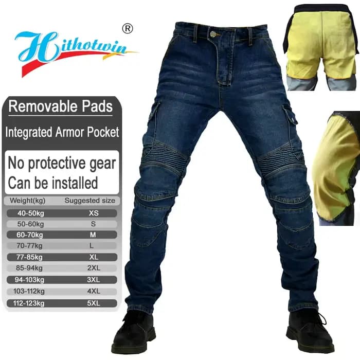 Jean de moto en Kevlar pour homme, pantalon de motocross renforcé résistant à l'abrasion, équipement