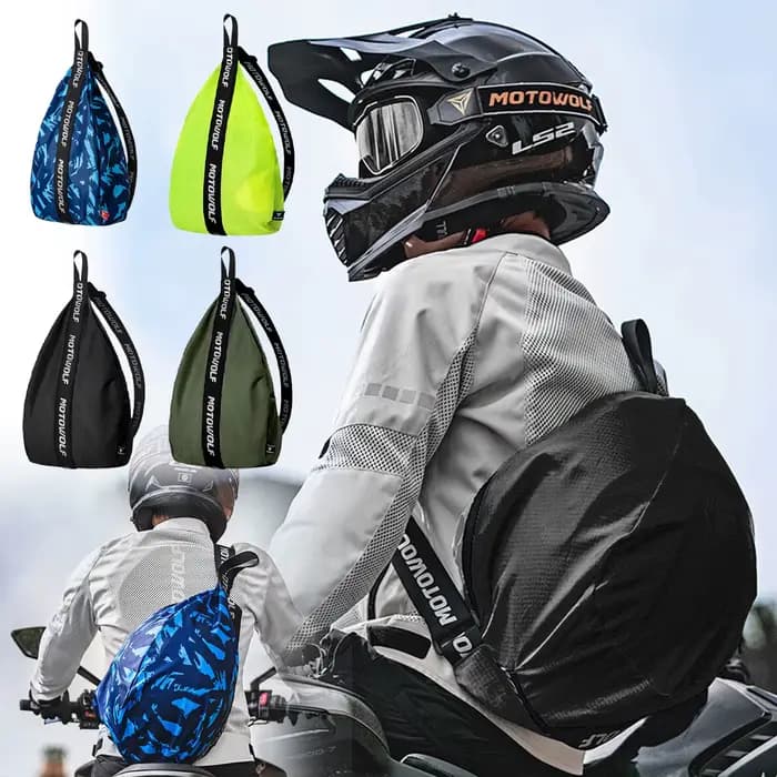 Sac de casque sac à dos étanche à la pluie poche de tirage pour moto Scooter cyclomoteur vélo demi-casque complet couvercle protéger sac