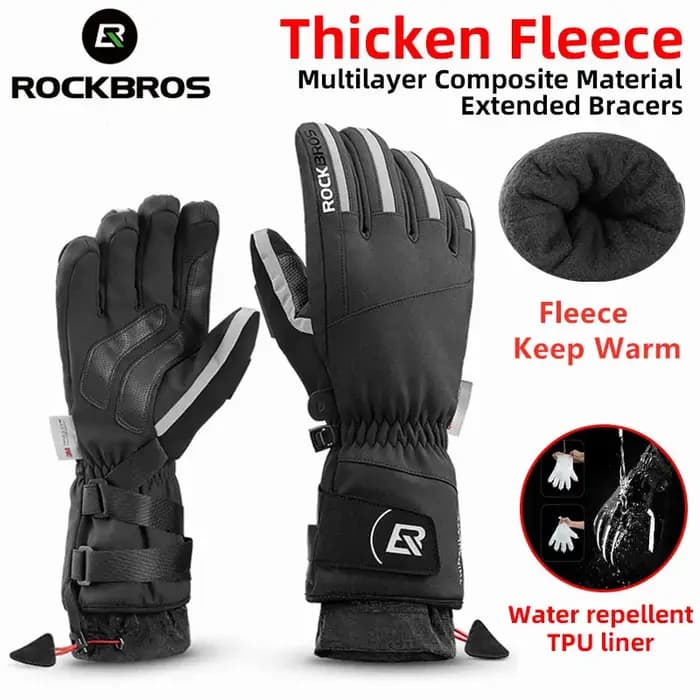 ROCKBROS – gants de Ski, de Snowboard, de moto, d'équitation, d'hiver, coupe-vent, imperméables, uni