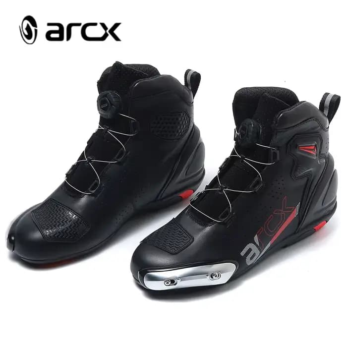 ARCX-Bottes de course en cuir de vachette respirantes pour hommes, bottes d'équitation de moto, chaussures de route, anti-chute, quatre saisons