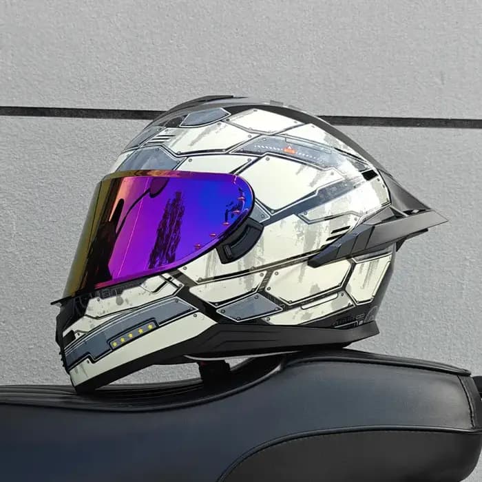 Casque de moto, casque intégral à double lentille pour hommes et femmes, voiture de sport de moto, casque intégral toutes saisons