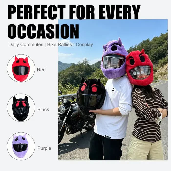 Housse de casque de moto en peluche animale de dessin animé