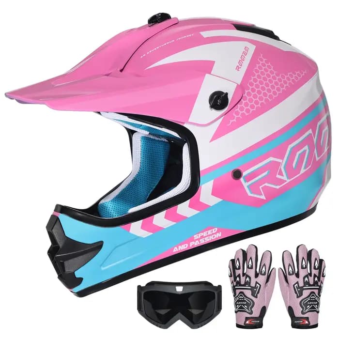 Casques de moto pour enfants Casque intégral pour jeunes Atv Road Cross Casque léger avec bord et vi