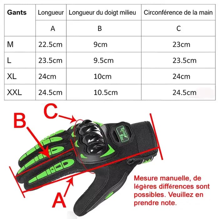 Gants de moto de course pour hommes