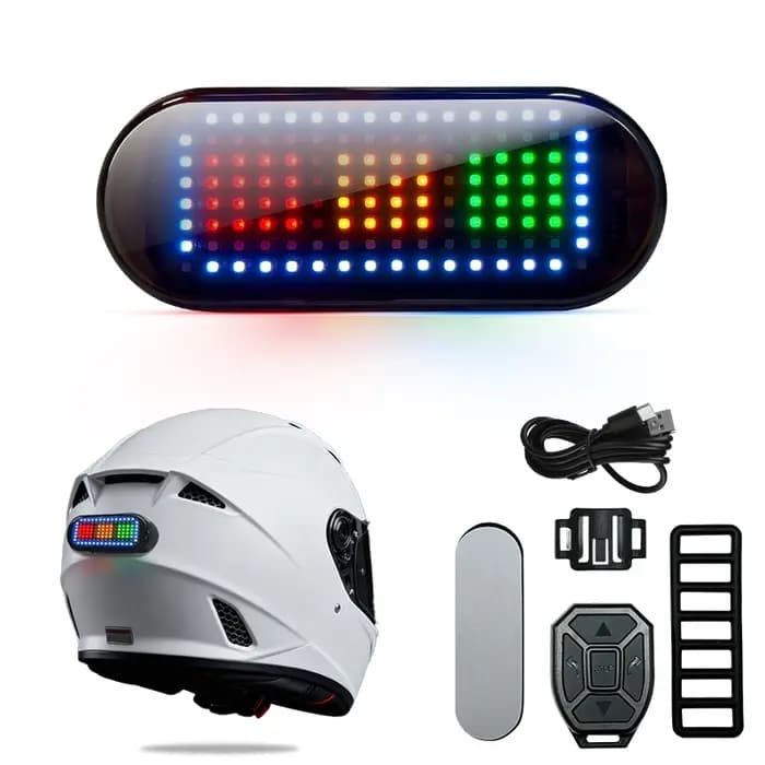 Feu arrière de moto programmable avec écran LED pour casque