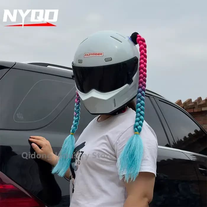 1 Paire de tresses dreadlocks pour casque de moto style punk