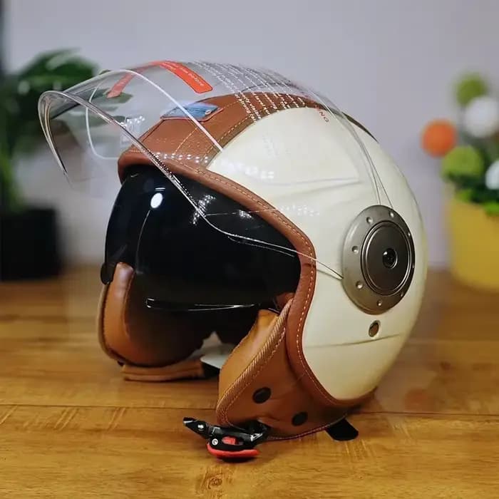 Casques de moto en cuir rétro certifiés ECE DOT