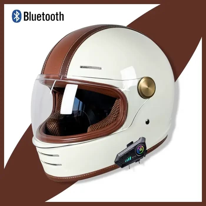 Casque de moto intégral rétro avec Bluetooth