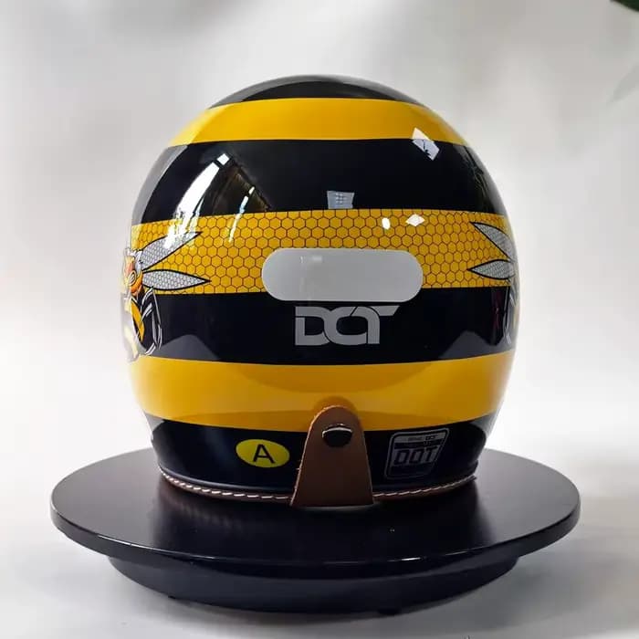 Nouveau casque de moto rétro abeille jaune coque 3/4 pare-brise intégré