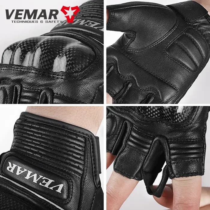 Demi-Doigt Vemar VE-206 D'été Sans Doigts Moto Gants En Cuir Cyclisme IsotVintage Luvas Motocross Hommes Femmes Moto Gants