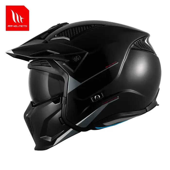 Nouveauté casque modulaire moto dégagement rapide solide noir blanc brillant/mat M-Xxxl Mt Streetfighter visage ouvert Motocross