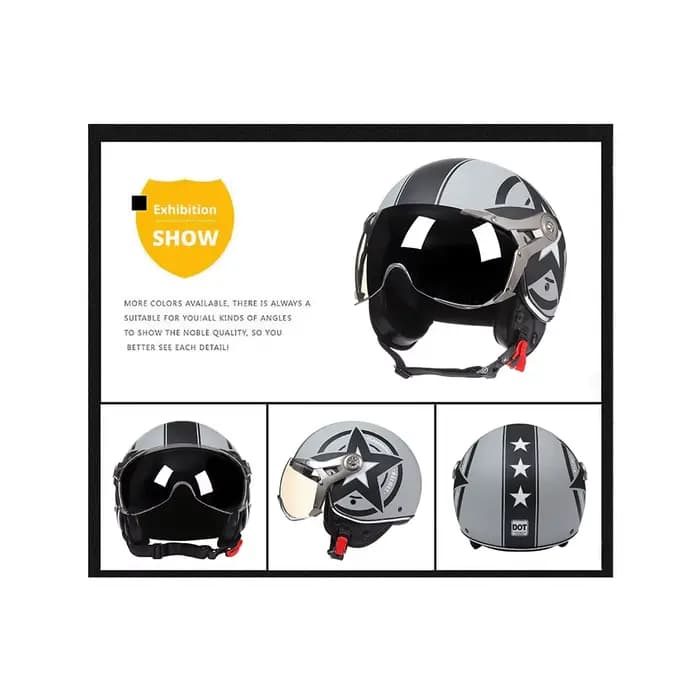 Casque de moto semi-ouvert rétro DOT 3/4