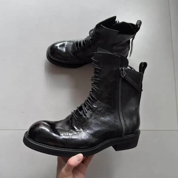 Bottes de moto style britannique pour hommes, bottines en cuir véritable faites à la main, chaussure