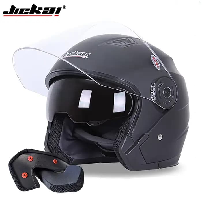 JIEKAI Moto demi casque hommes double lentille Scooter