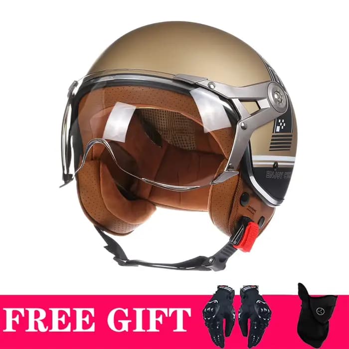 Casque de moto vintage pour homme, demi-casque, design classique et élégant, homologué DOT, casque d