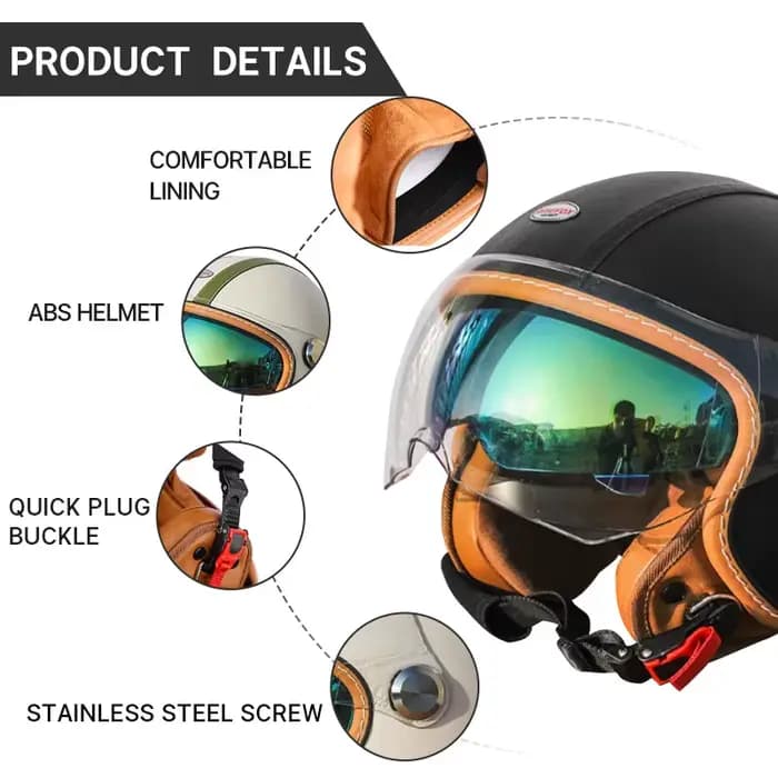 Casque de moto ouvert 3/4 imprimé léopard