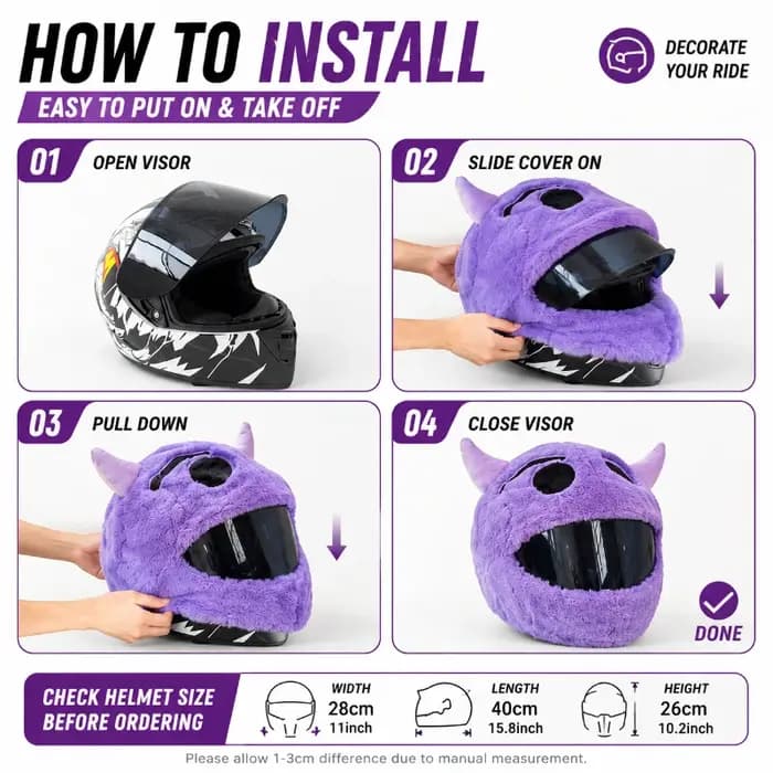 Housse de casque en peluche, personnage amusant, pour casque de moto intégral, housse décorative pour costume, accessoires de conduite