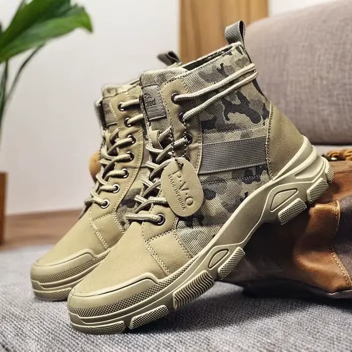 Bottes de combat mi-hautes à lacets pour hommes