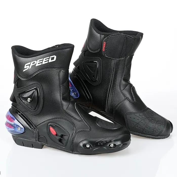 Bottes de Moto en cuir microfibre pour hommes et femmes