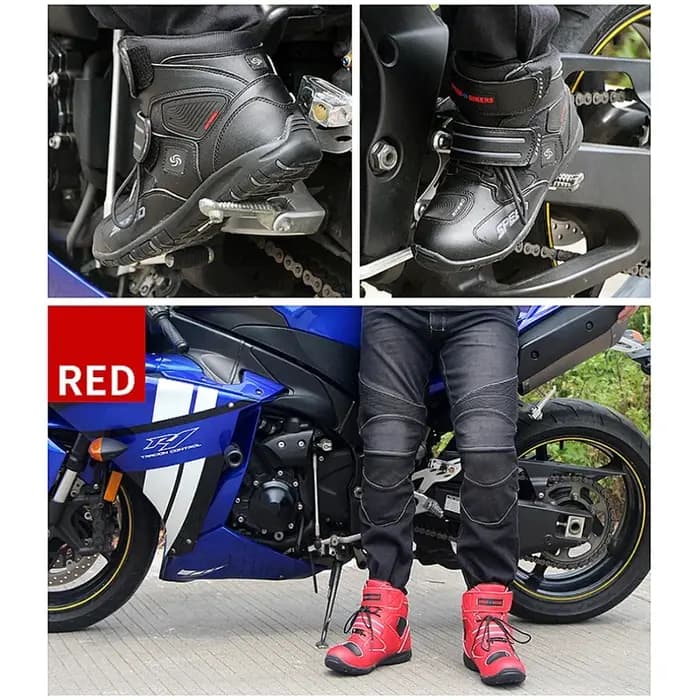 Bottes de course de motocross tout-terrain pour hommes, chaussures d'équitation de moto, cuir microcarence, bottes de moto