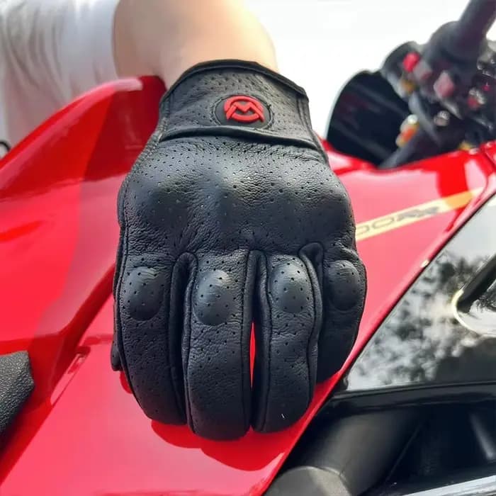 Gants de moto d'été en cuir pour hommes et femmes