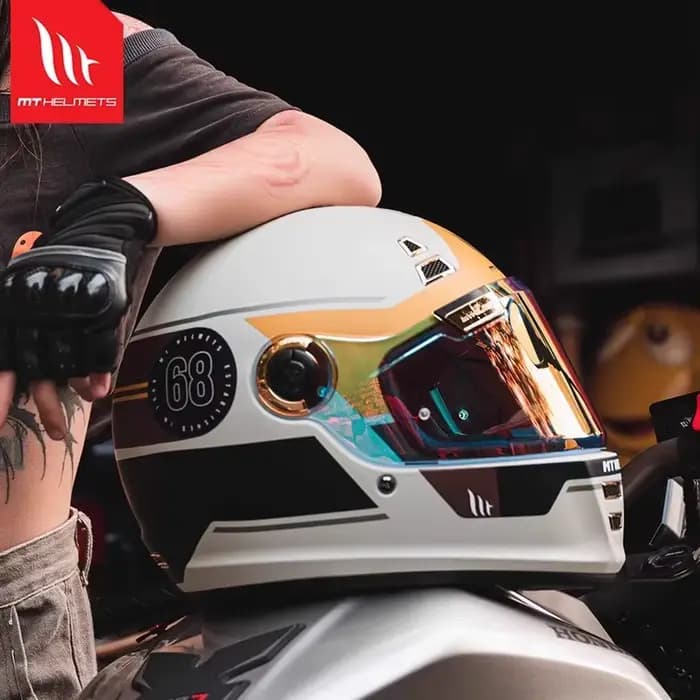 MTHELMETS casque de Moto MT JARAMA rétro casques intégraux hommes femmes Cruiser