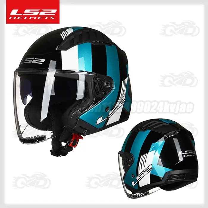 Casque de moto LS2 OF600 COPTER à double visière, casque rétro ouvert pour homme et femme, anti-chute et respirant
