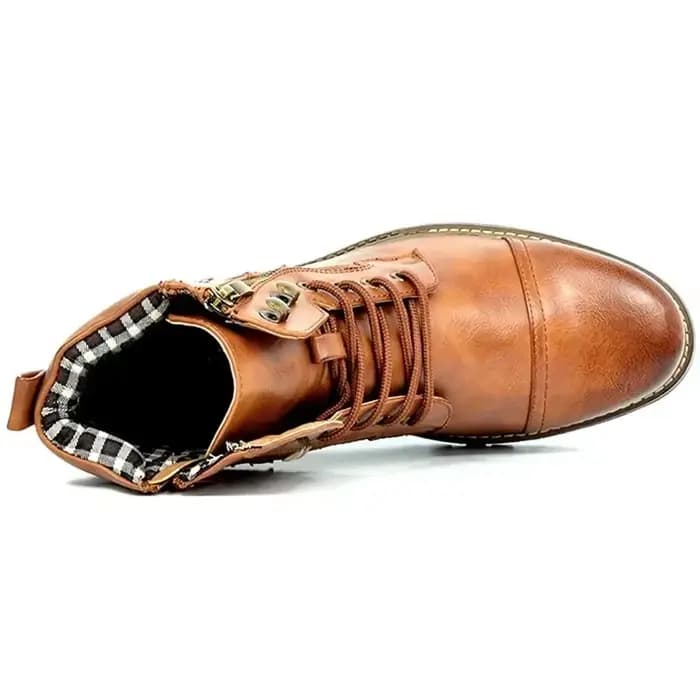 Hommes botte métal Double fermeture éclair moto