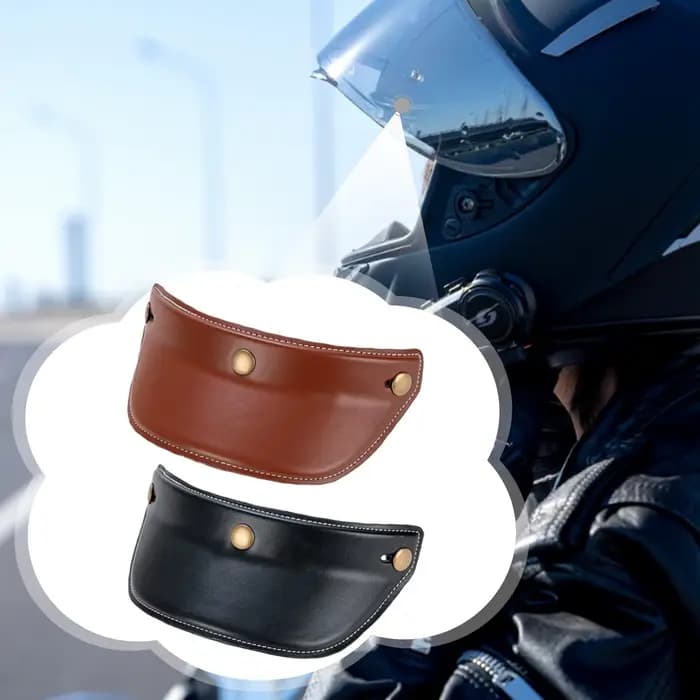 Visière de casque à 3 boutons-pression, légère, en cuir, protection solaire, visière pour casque de moto à face ouverte