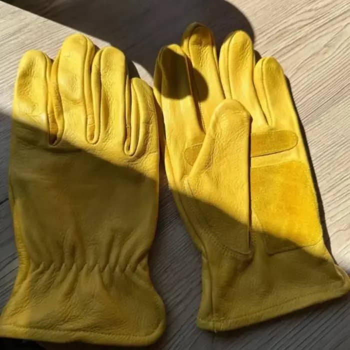 Gants d'équitation en cuir de motocross de style vintage jaune Smart Touch Sécurité durable pour moto tout-terrain/cyclisme/sports extrêmes