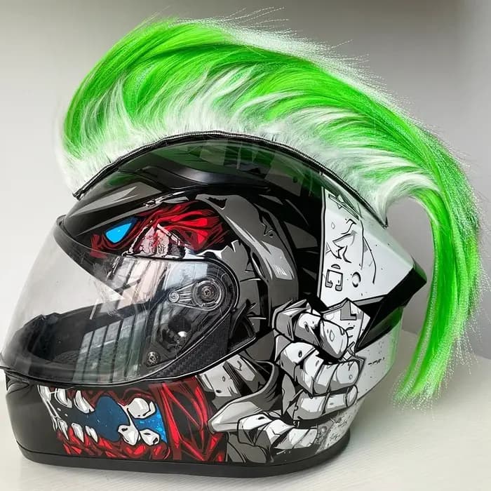 Personnalité créative moto casque électrique décoration Mohawk perruque