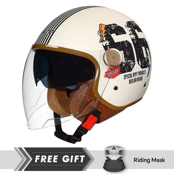 Casque Jet rétro Daul lentille DOT casques de Moto visage ouvert hommes femmes 3/4 demi-casque