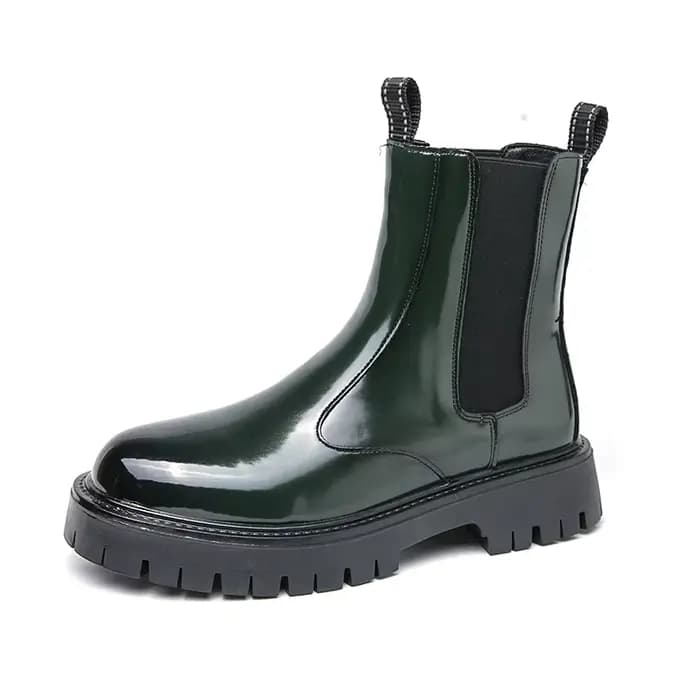 Bottes de Moto Classiques à Plateforme Noire pour Homme