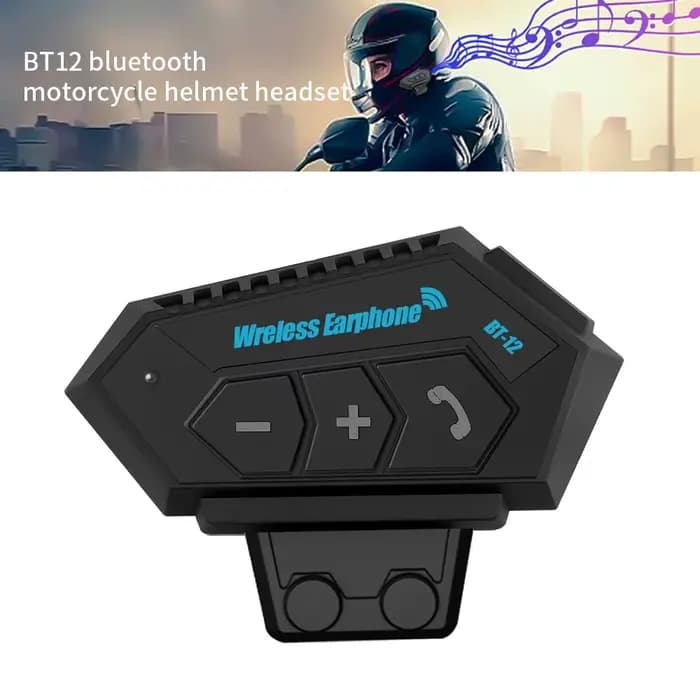 Casque Bluetooth BT12 pour moto, écouteurs sans fil pour moto, commande vocale, micro mains libres, lecteur de musique