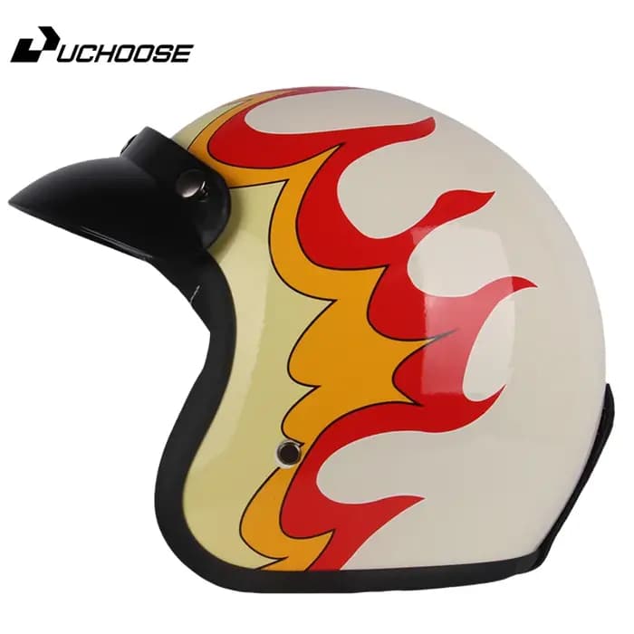 Casque de moto rétro trois-quarts à visage ouvert 3/4 pour hommes et femmes