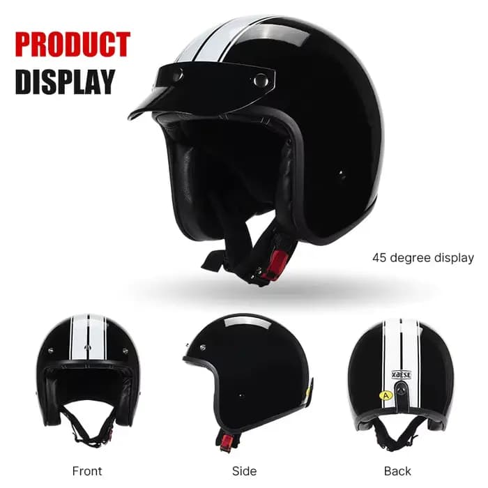 Casque Open Face 3/4 Jet avec visière à bulles