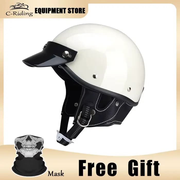 Demi-Casque de Moto Rétro pour Homme et Femme