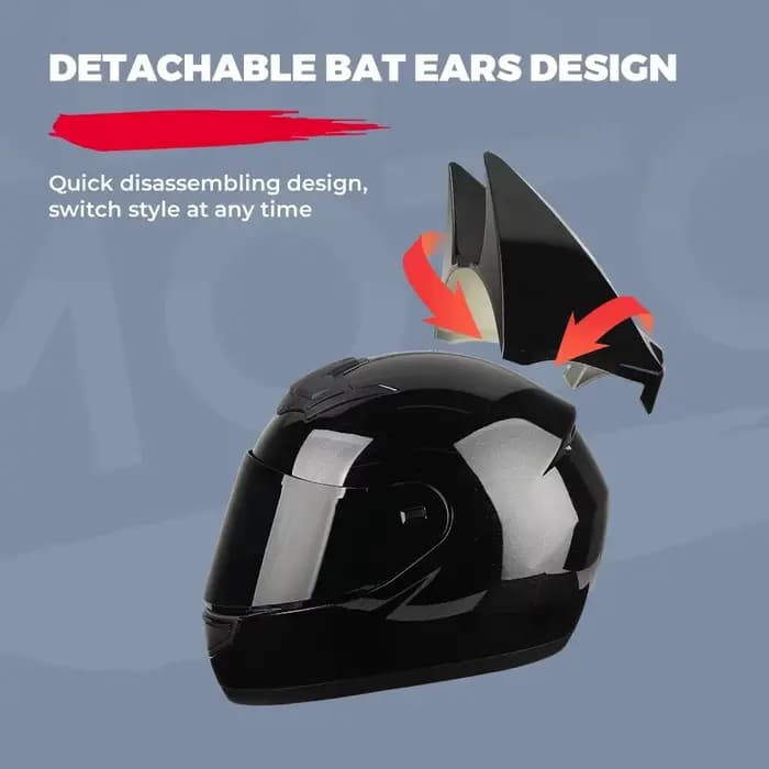 Casque de moto intégral avec oreilles de chauve-souris pour homme