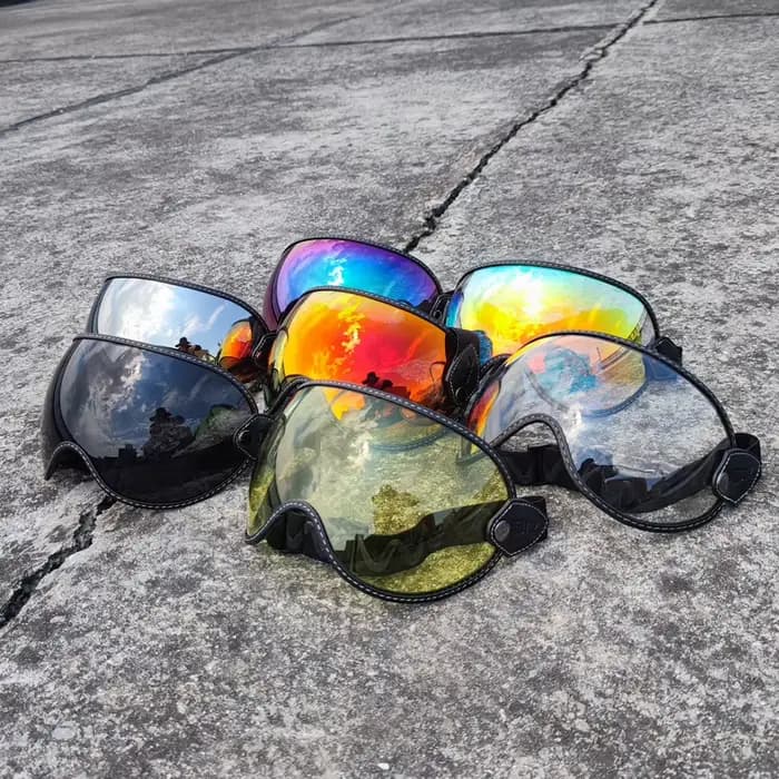 Casque de Moto Rétro avec Lunettes