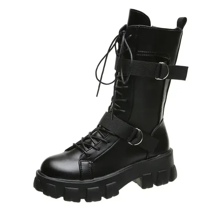 Femmes mi-mollet bottes Pring moto