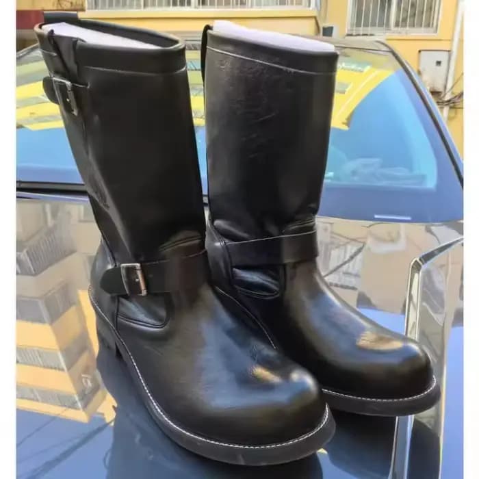 Bottes longues rétro pour hommes en cuir véritable