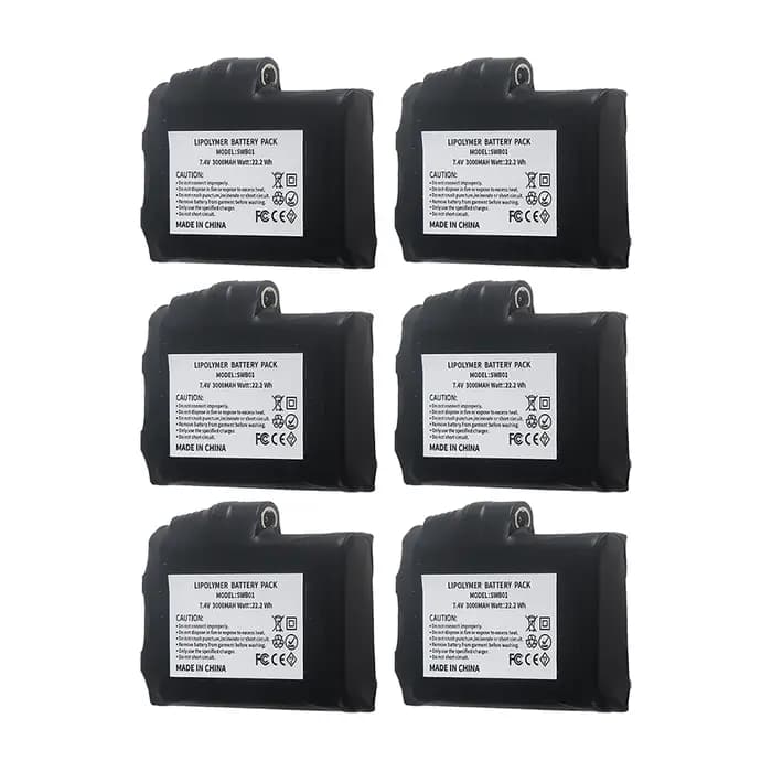 Batterie de rechange pour gants chauffants 7.4V 3000mAh 2S Lithium Polymère pour gilet chauffant